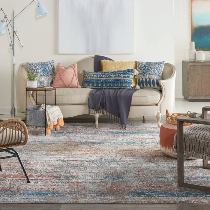 Nourison rustic textures rus11 multi Multicoloured Living Room Rug.
