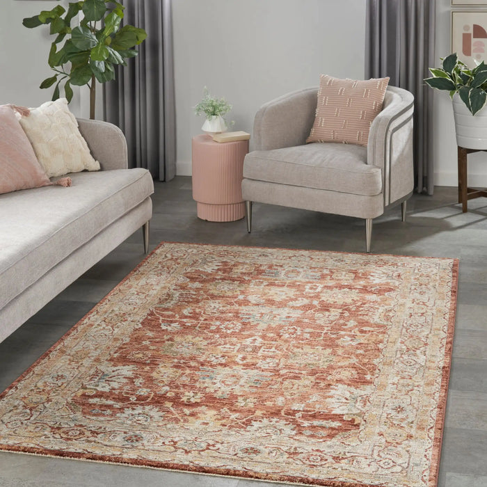 Nourison sahar shr02 rust Orange, Red Living Room Moroccan Rug.