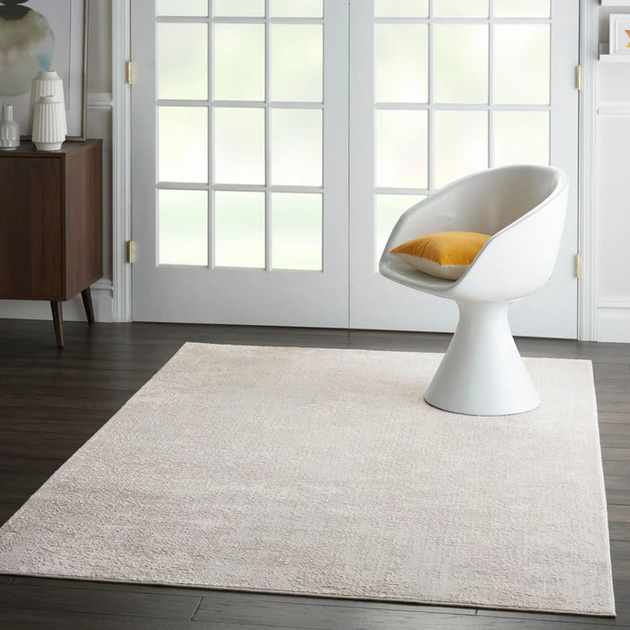 Nourison silky textures sly01 ivory grey Grey, Ivory Living Room Geometric Rug.