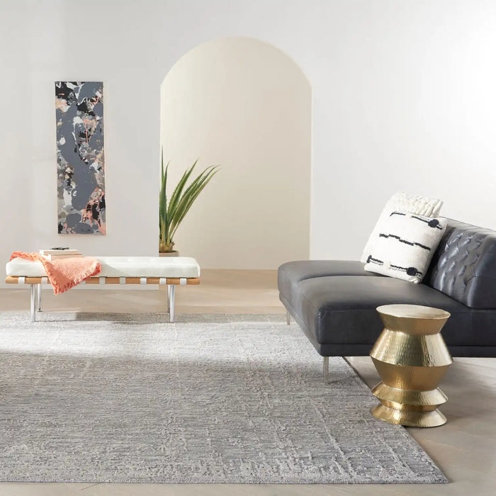 Nourison Delivered in 6 weeks USA luna lun01 grey silver Grey Living Room Striped Rug.