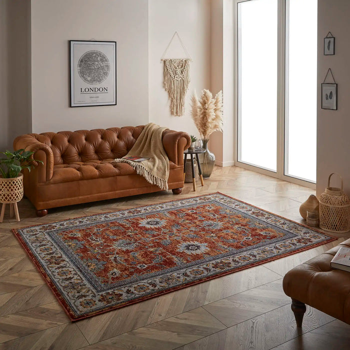 Oriental Weavers sarouk 53 r Blue, Red, Cream Living Room Rug.