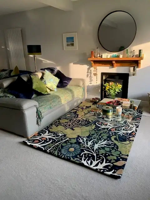 Photo by Simon K., | Morris & Co seaweed ink 28008 Living Room Wool Rug.