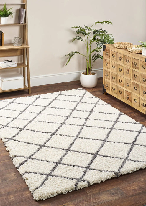 Origins artisan origins diamond Grey, Ivory Living Room Shaggy Rug.