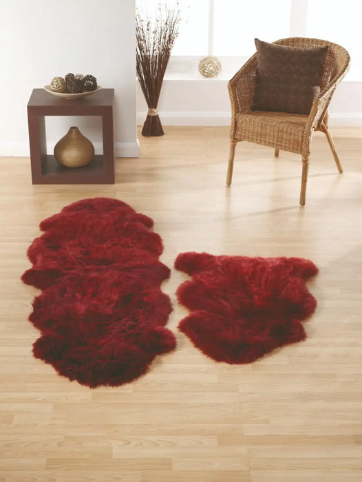 Origins sheepskins hug berry Red Living Room Wool Rug.