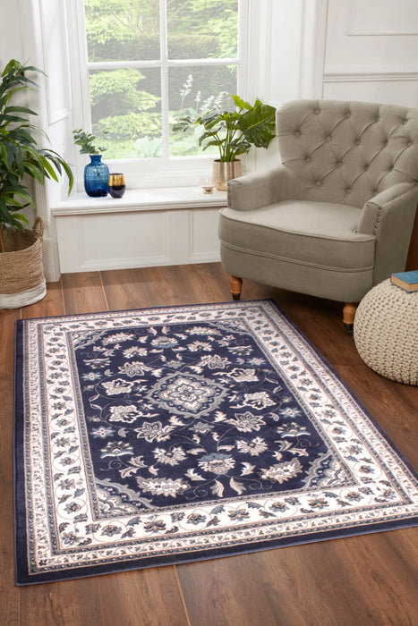 HMC sherborne navy Blue, Navy Living Room Moroccan Rug.
