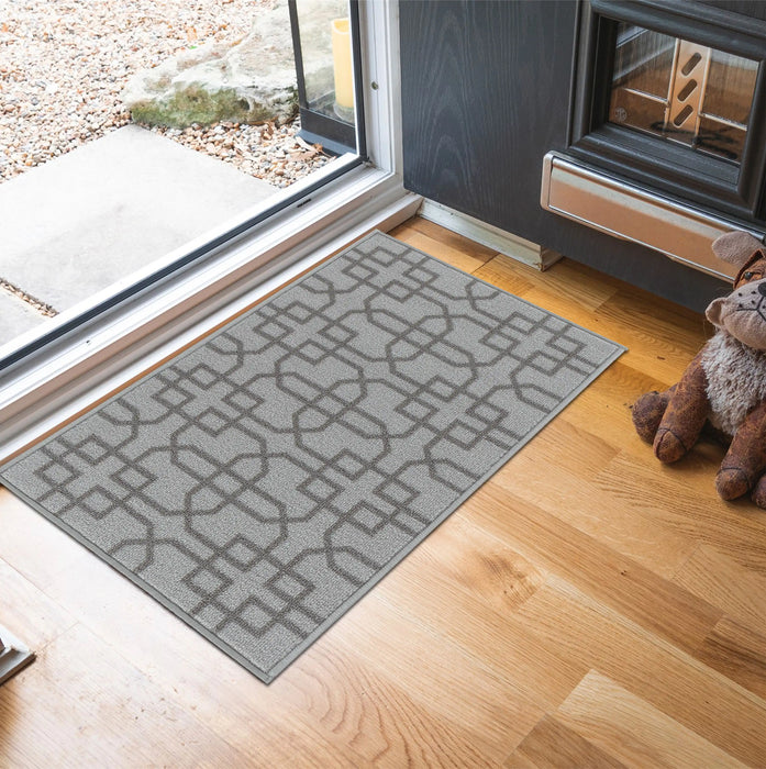 Serdim Rugs gel back siam silver Grey Living Room Geometric Rug.