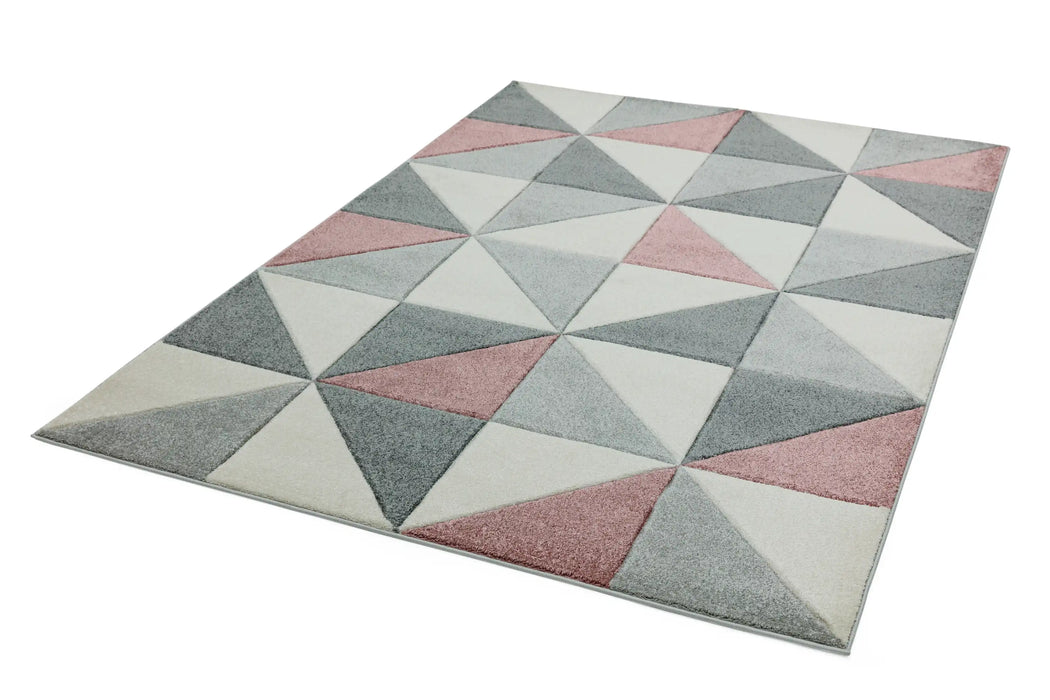 Asiatic sketch sk05 cubic pink Grey, Pink Living Room Rug.