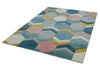 Asiatic sketch sk10 hexagon multi Blue, Multicoloured Living Room  Rug.