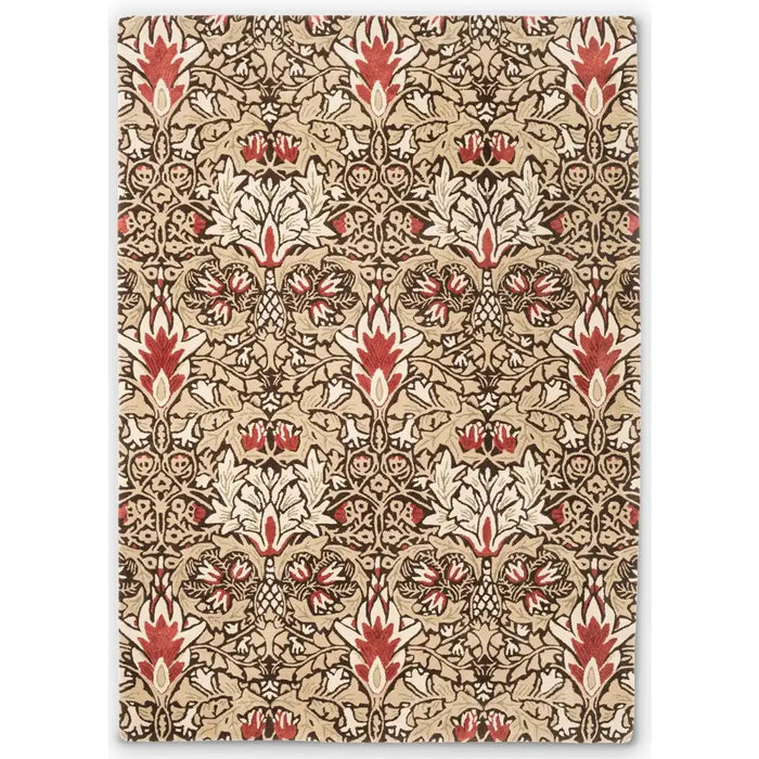 Morris & Co morris and co snakeshead chocolate spice 127200 Brown, Multicoloured, Red Living Room Wool Rug.