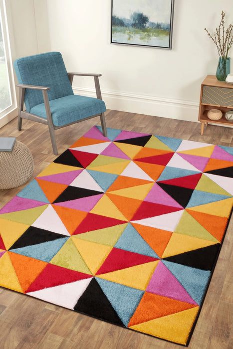 URCO spectra destin Multicoloured Living Room Geometric Rug.