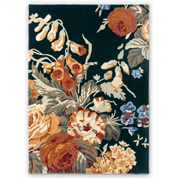 Sanderson sanderson stapleton park navy burnt orange 45318 Multicoloured, Orange, Navy Living Room Wool Rug.