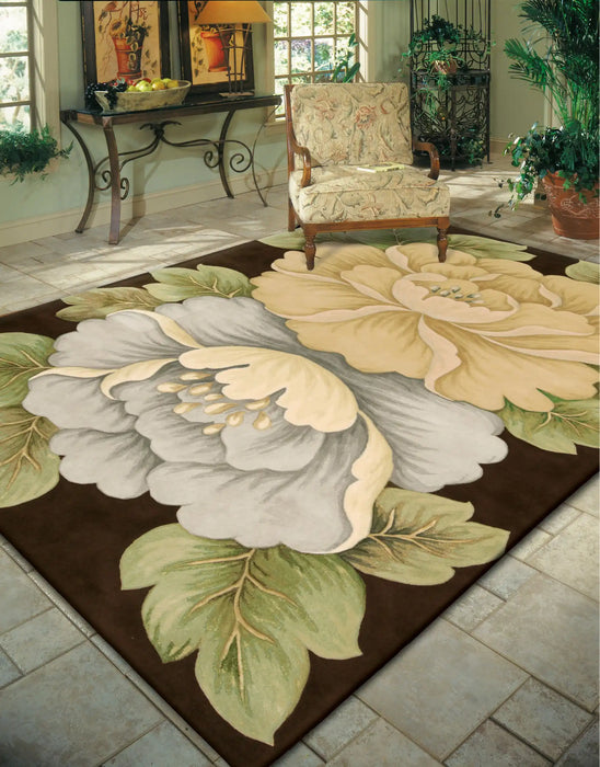 Nourison tropics nourison ts09 brown Brown Living Room Wool Rug.