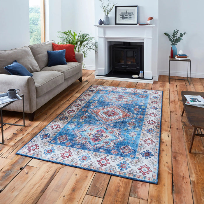 Think Rugs topaz think topaz g4705 dark blue Blue Living Room Flat Weave Rug.