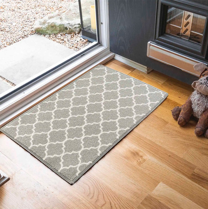 Serdim Rugs gel back trellis grey Grey Living Room Geometric Rug.