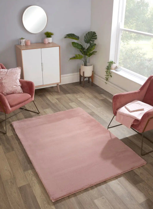 HMC luxe faux fur blush Pink Living Room Rug.
