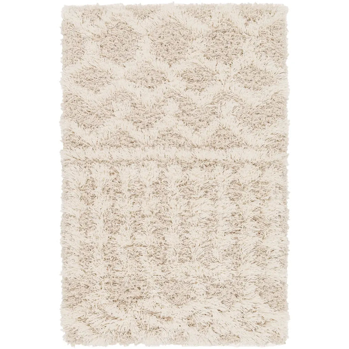 NOUR Shaggy Geometric Plush Pile Cream Beige Rug