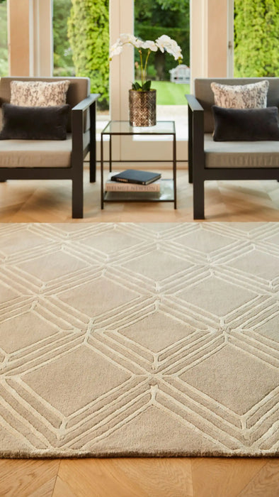 Origins vienna mink Beige Living Room Wool Rug.