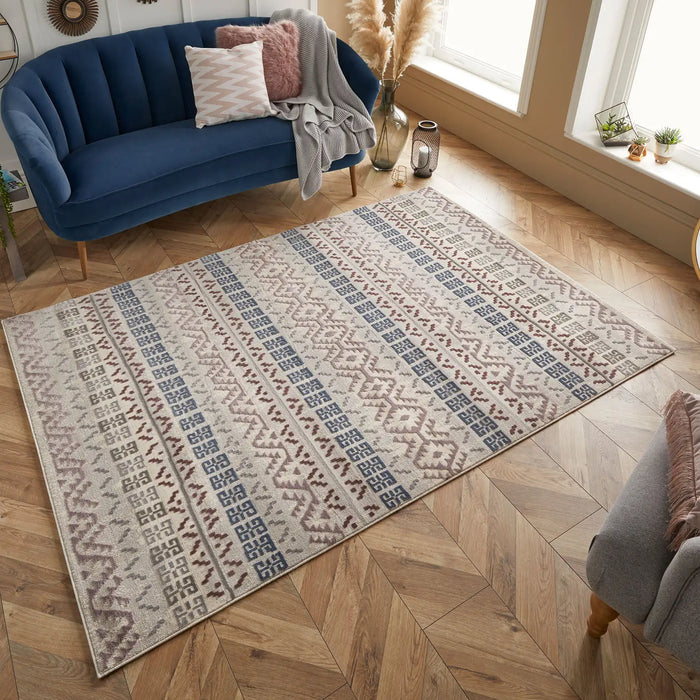 Oriental Weavers vinci 130 x Blue, Grey, Multicoloured Living Room Moroccan Rug.