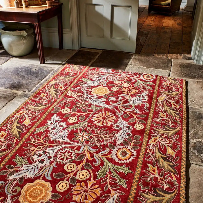 Morris & Co morris and co wilhelmina russet 127400 Multicoloured, Red Living Room Wool Rug.