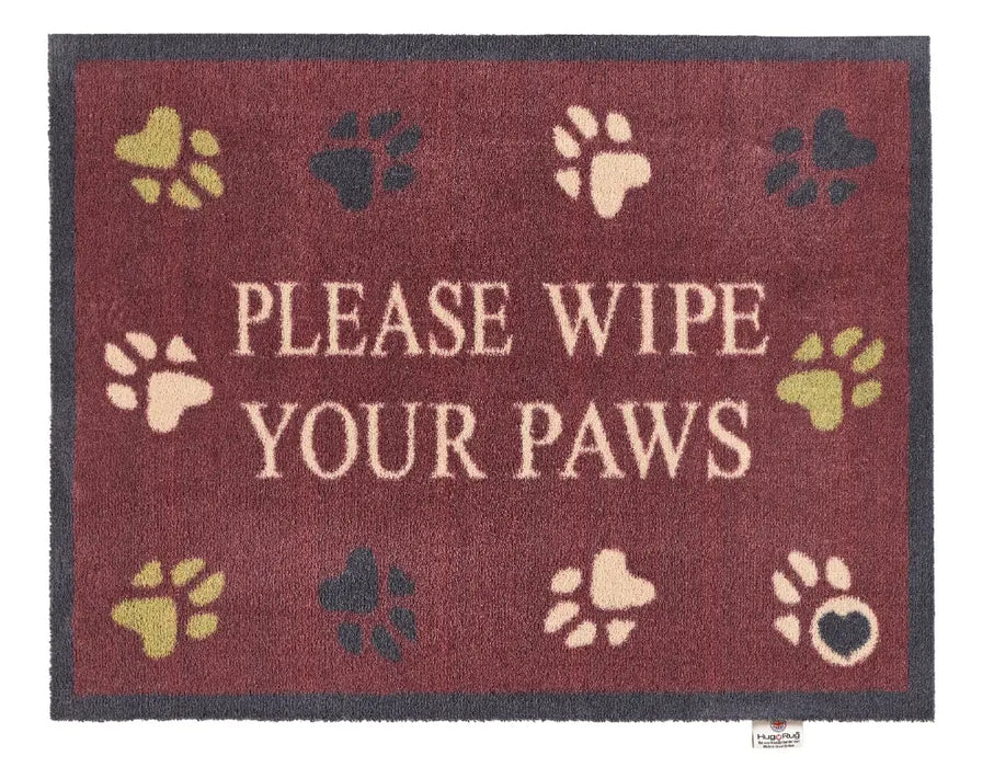 Hug Rug Washable Wipe Your Paws Burgundy Multi