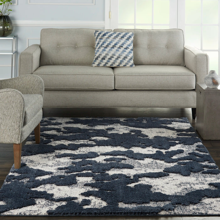 Nourison Delivered in 6 weeks USA zermatt zer01 blue grey Blue, Grey Living Room Rug.