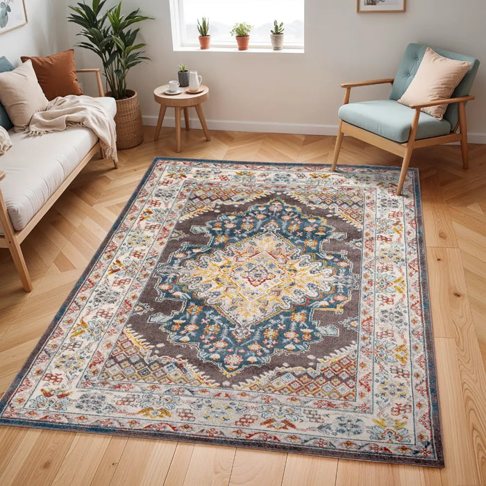 JADE Vintage Traditional Oriental Boho Teal Rug