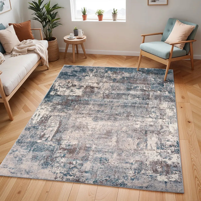 NOA Abstract Modern Marble Teal Rug