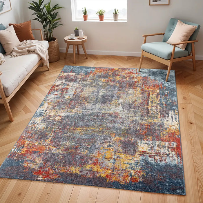 NOA Abstract Modern Marble Burnt Orange Rug
