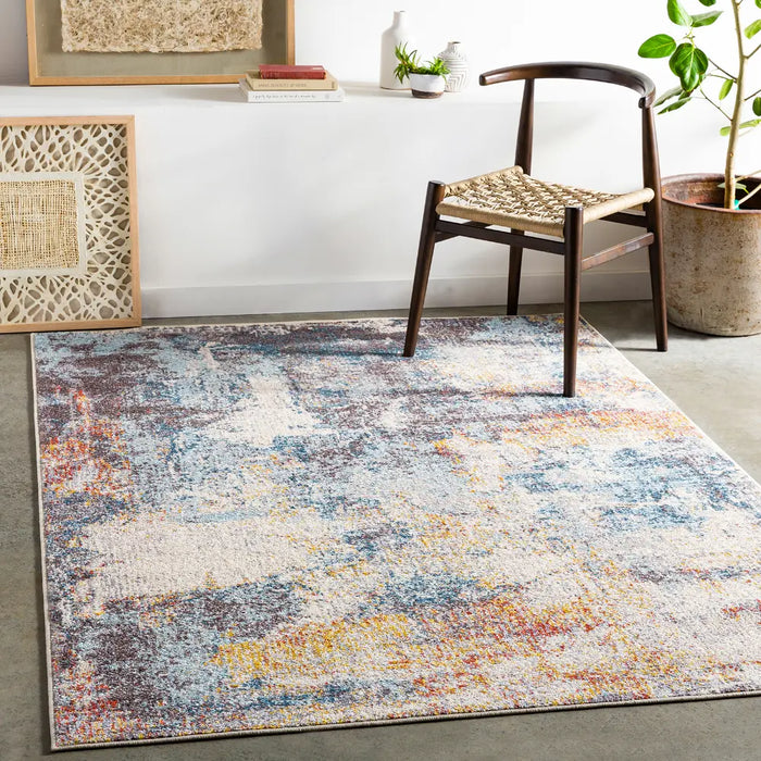 VALERIE Abstract Modern Marble Dark Blue Rug