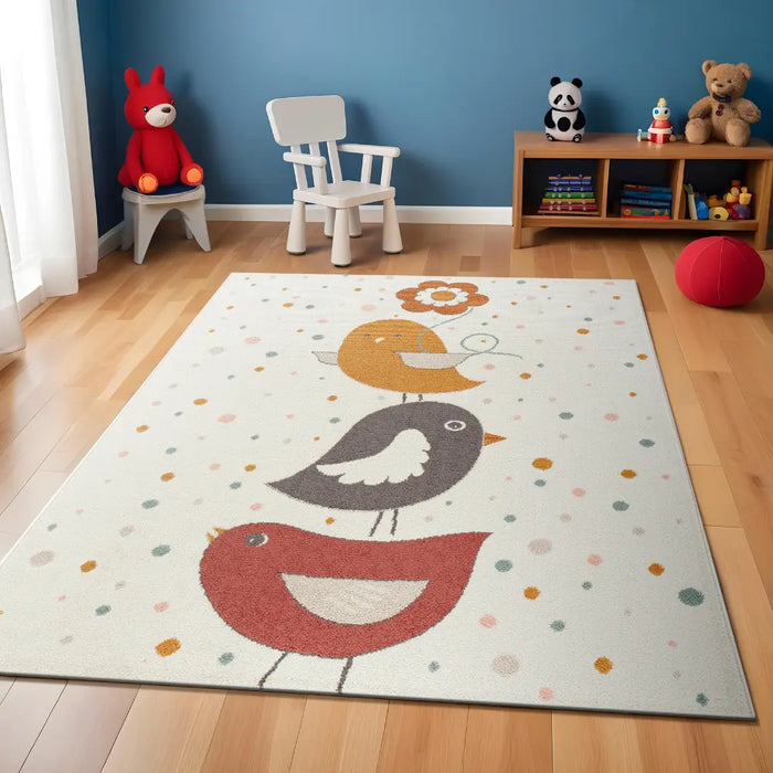 PIOUPIOU Kids Modern Yellow/Blue/Brown Bedroom Rug Multicolour