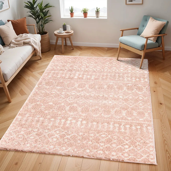SAANJH Shaggy Global Plush Pile Blush Rug