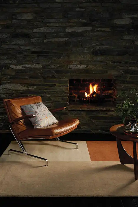 Asiatic blox copper Brown, Beige Wool Rug.