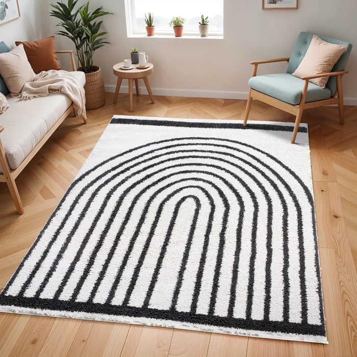 PIHU Shaggy Global Plush Pile Medium Grey Rug