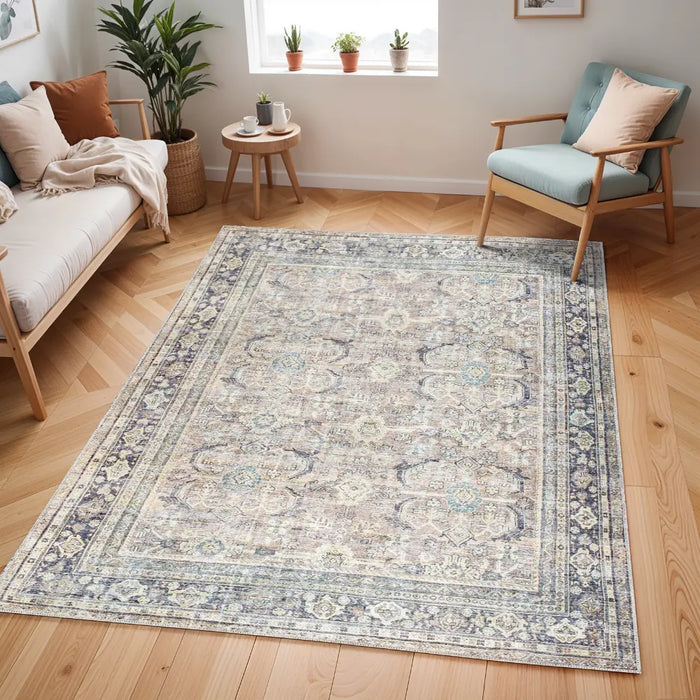 SHALINI Becki Owens x Livabliss Machine Washable Modern Oriental Light Silver Rug