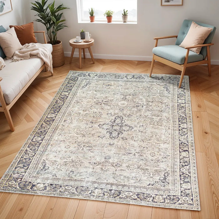 CHETNA Becki Owens x Livabliss Machine Washable Oriental Boho Warm Grey/Khaki Rug