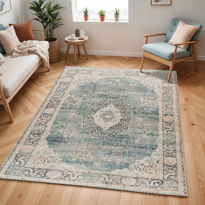 PAYAL Becki Owens x Livabliss Vintage Traditional Oriental Boho Ivory/Slate Rug