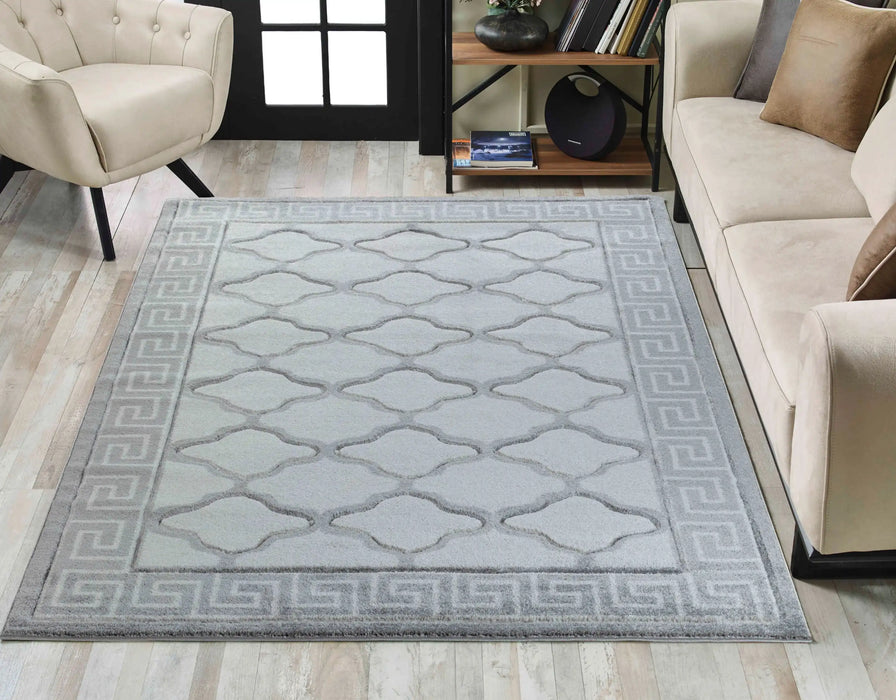 Serdim Rugs valencia 745 grey Grey Living Room Geometric Rug.