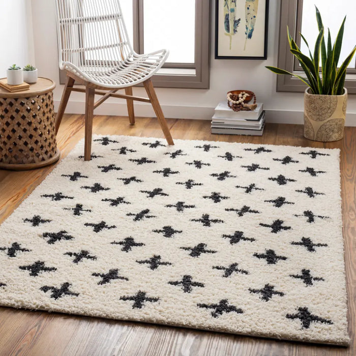 ELIZA Shaggy Modern Plush Pile Cream Rug