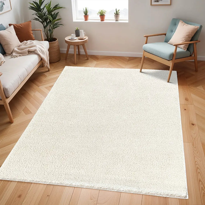 CLAIRE Shaggy Solid Color Plush Pile Light Grey Rug Grey
