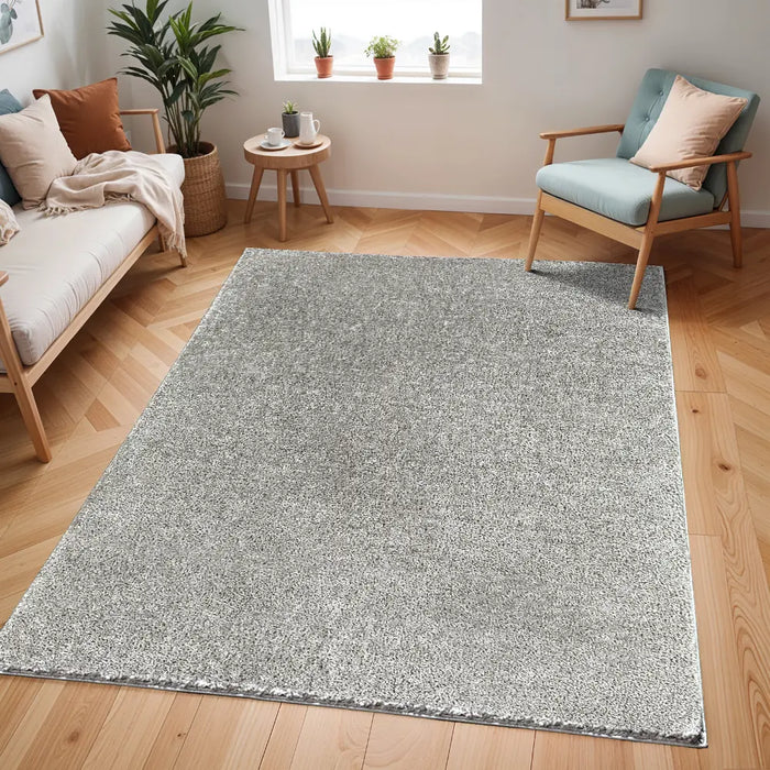 CLAIRE Shaggy Solid Color Plush Pile Dark Grey Rug Grey