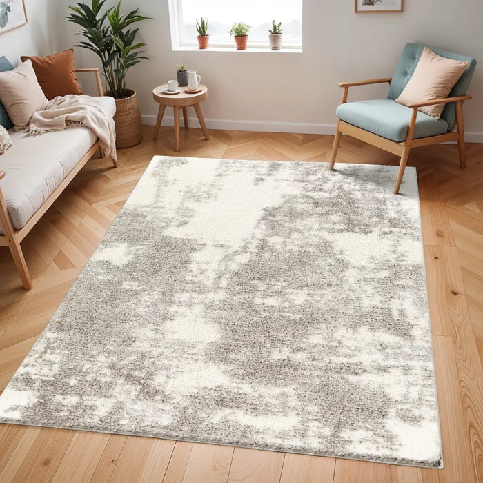 SAYUNTKA Shaggy Modern Plush Pile Ivory Rug