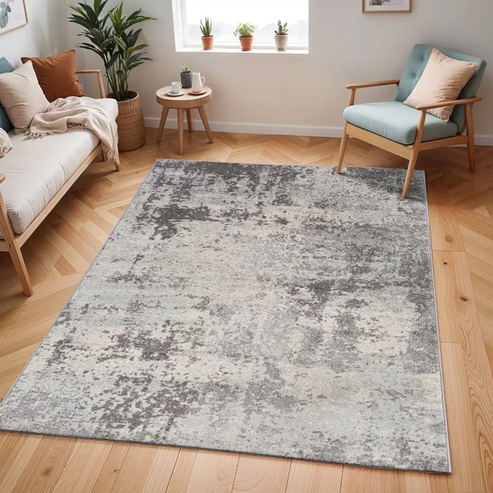 ALEX Abstract Modern Marble Medium Grey Rug