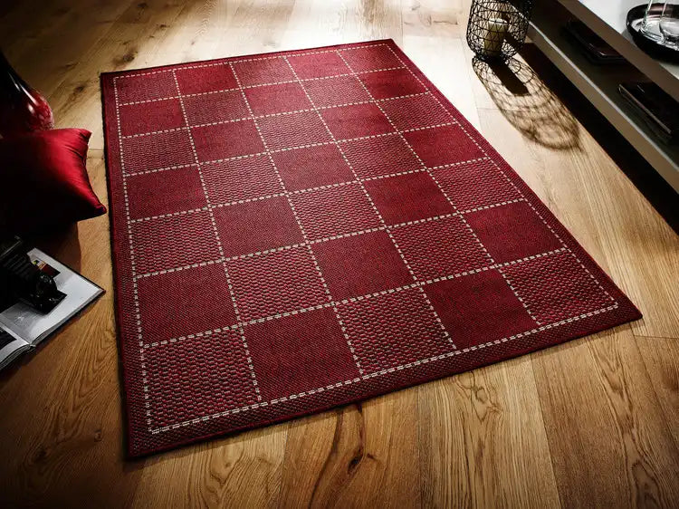 Oriental Weavers checked flatweave red Red Outdoor Flat Weave Rug.