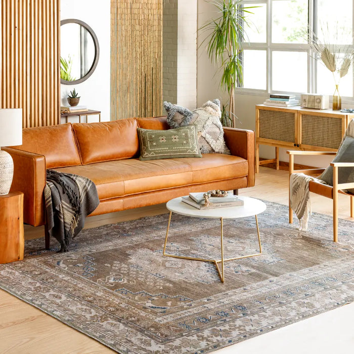 ATHENA Machine Washable Traditionnal Boho Brown Rug