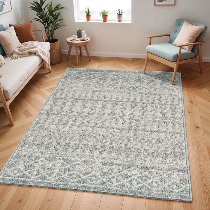 MILA Scandi Modern Boho Light Beige/Grey Rug