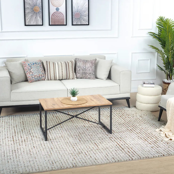 AMANDINE Scandi Modern High Pile Ivory/Brown Rug