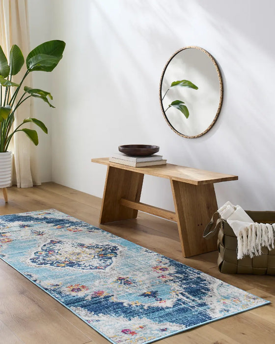 ROMY Vintage Traditional Oriental Boho Blue Rug