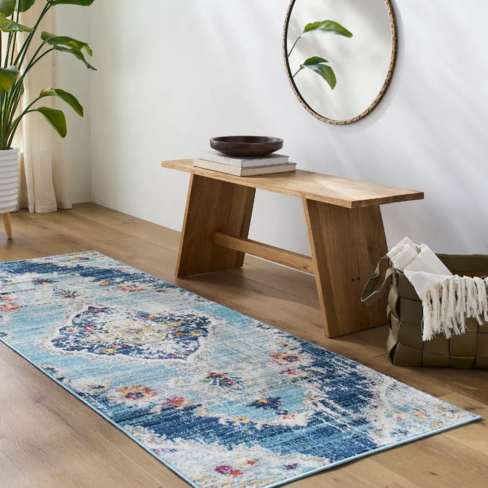 ROMY Vintage Traditional Oriental Boho Blue Rug