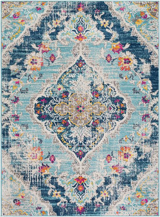 ROMY Vintage Traditional Oriental Boho Blue Rug