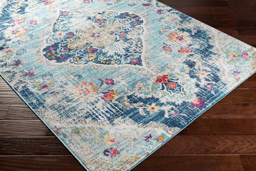 ROMY Vintage Traditional Oriental Boho Blue Rug
